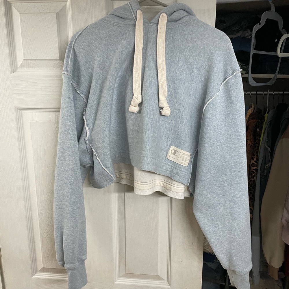 Natural state reverse weave cropped hoodie